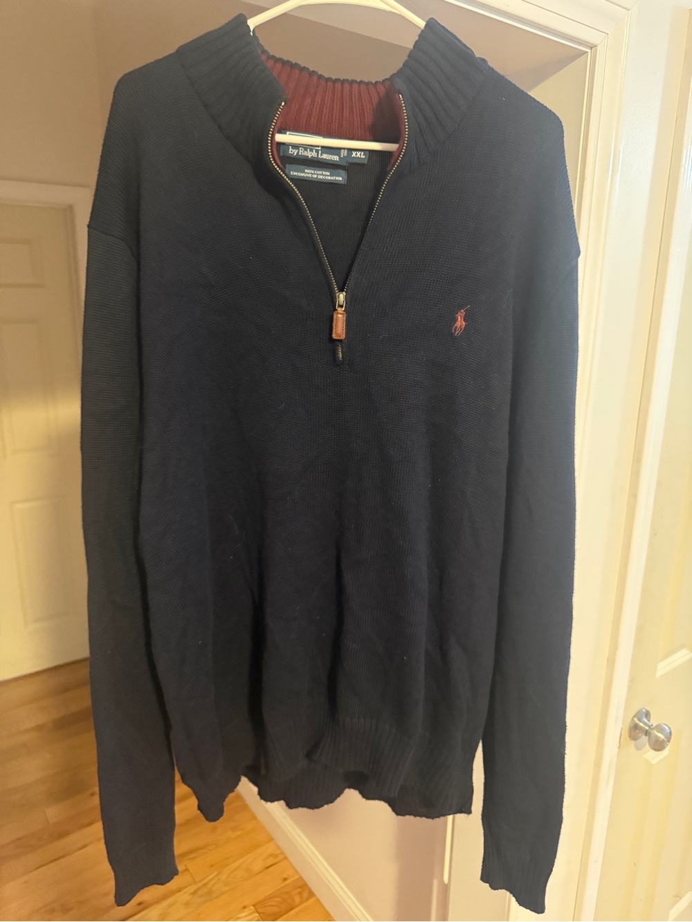 Ralph Lauren Navy Half-Zip Sweater with Red Pony